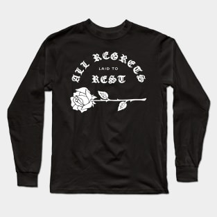 Laid to Rest Rose Design: Minimalist Tattoo Style Art Long Sleeve T-Shirt